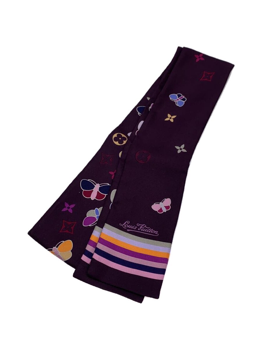 【中古】LOUIS VUITTON◆えり巻き/地絹/PUP/総柄/レディース/バンドー/蝶主題【服飾雑貨他】