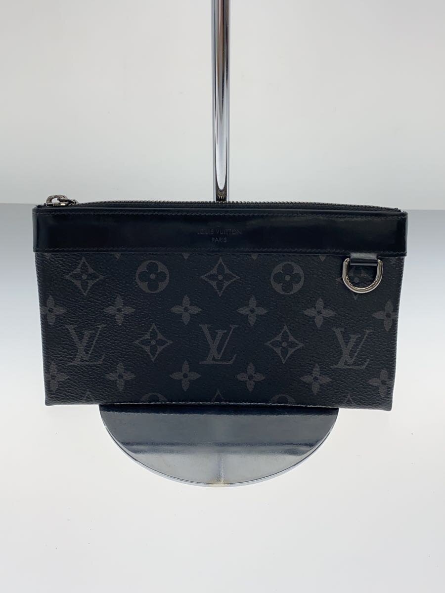【中古】LOUIS VUITTON◆ポシェット・大きな進歩PM_モノグラム・エクリプス_BLK/合切袋/PVC/黒いこと/黒/総柄【御徒面子】