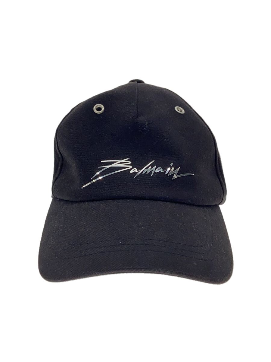 【中古】BALMAIN◆Script Logo Cap/旗がしら/FREE/綿織物/BLK/メンズ/RH0A012C083【服飾雑貨他】