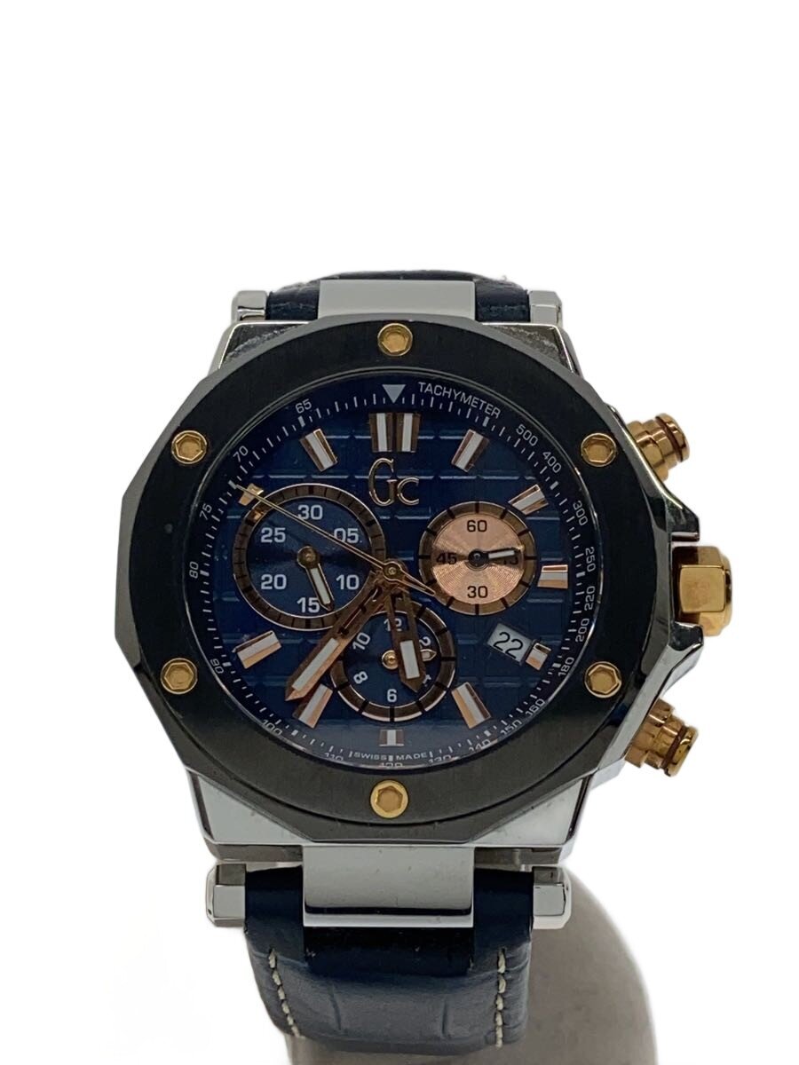 【中古】Gc WATCHES◆石英ウオッチ/アナログ/なめし革/NVY/NVY/SS/X72025G7S【服飾雑貨他】