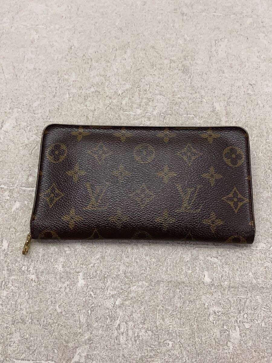 【中古】LOUIS VUITTON◆ポルト・モネ・ジップ_モノグラム・キャンバス_BRW/PVC/BRW/モノグラム/レディース//【服飾雑貨他】