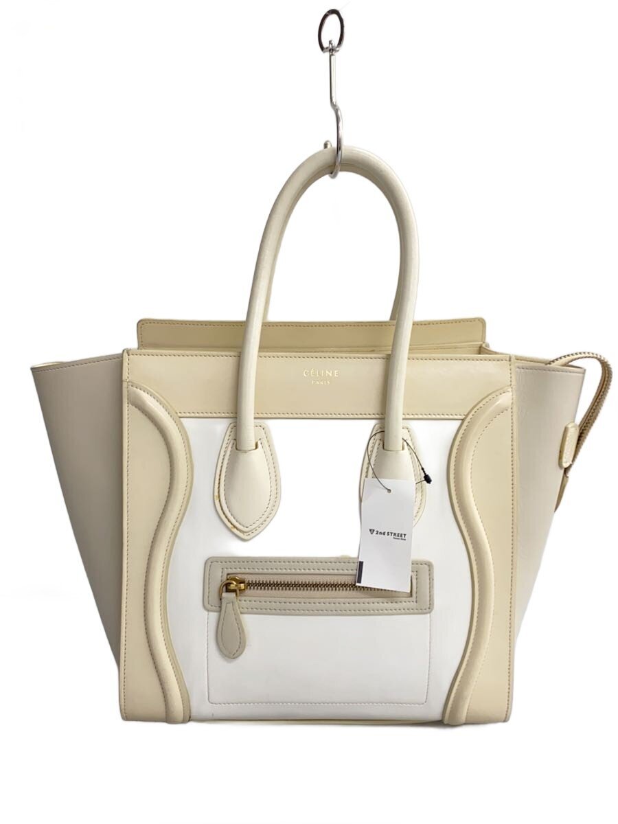 【中古】CELINE◆ラゲージマイクロトートバッグ/レザー/CRM/クリーム//【バッグ】｜2ｎｄ STREET 店