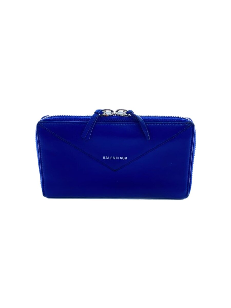 【中古】BALENCIAGA◆長紙入れ/なめし革/BLU/無地/メンズ/331226・4130・Y【服飾雑貨他】