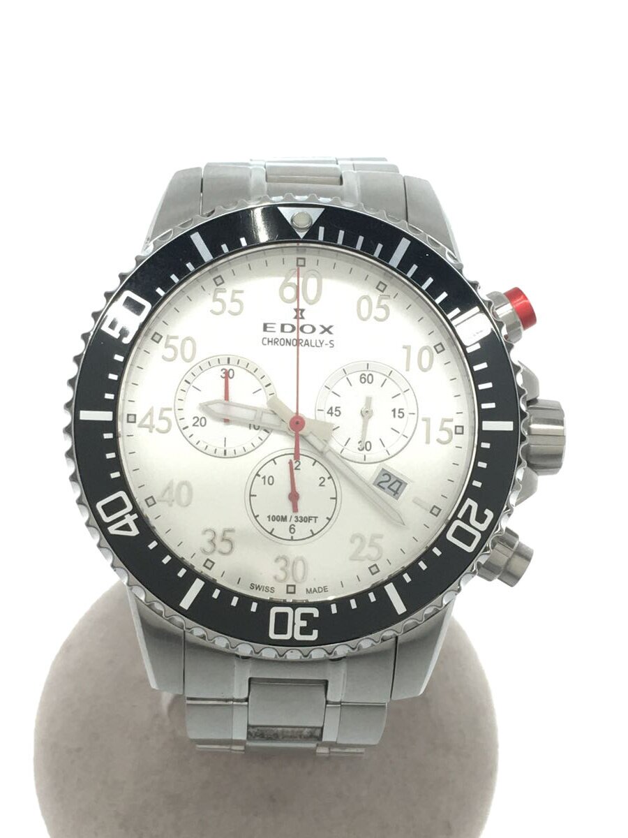 【中古】EDOX◆石英ウオッチ/アナログ/ステンレス鋼/WHT/10227//【服飾雑貨他】