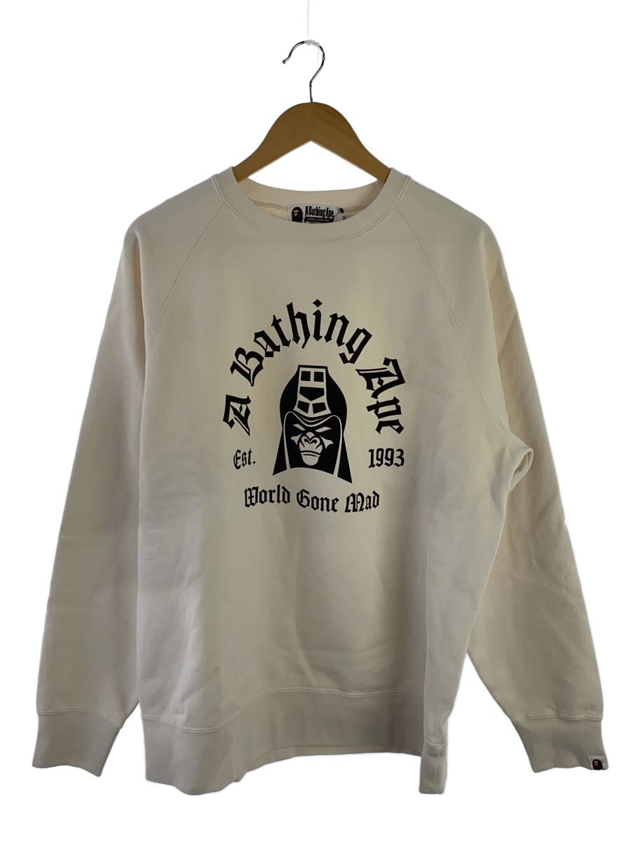 【中古】A BATHING APE◆Washed Effect Sweatshirt/流汗/XL/綿織物/IVO/001SWL301003M【メンズウェア】