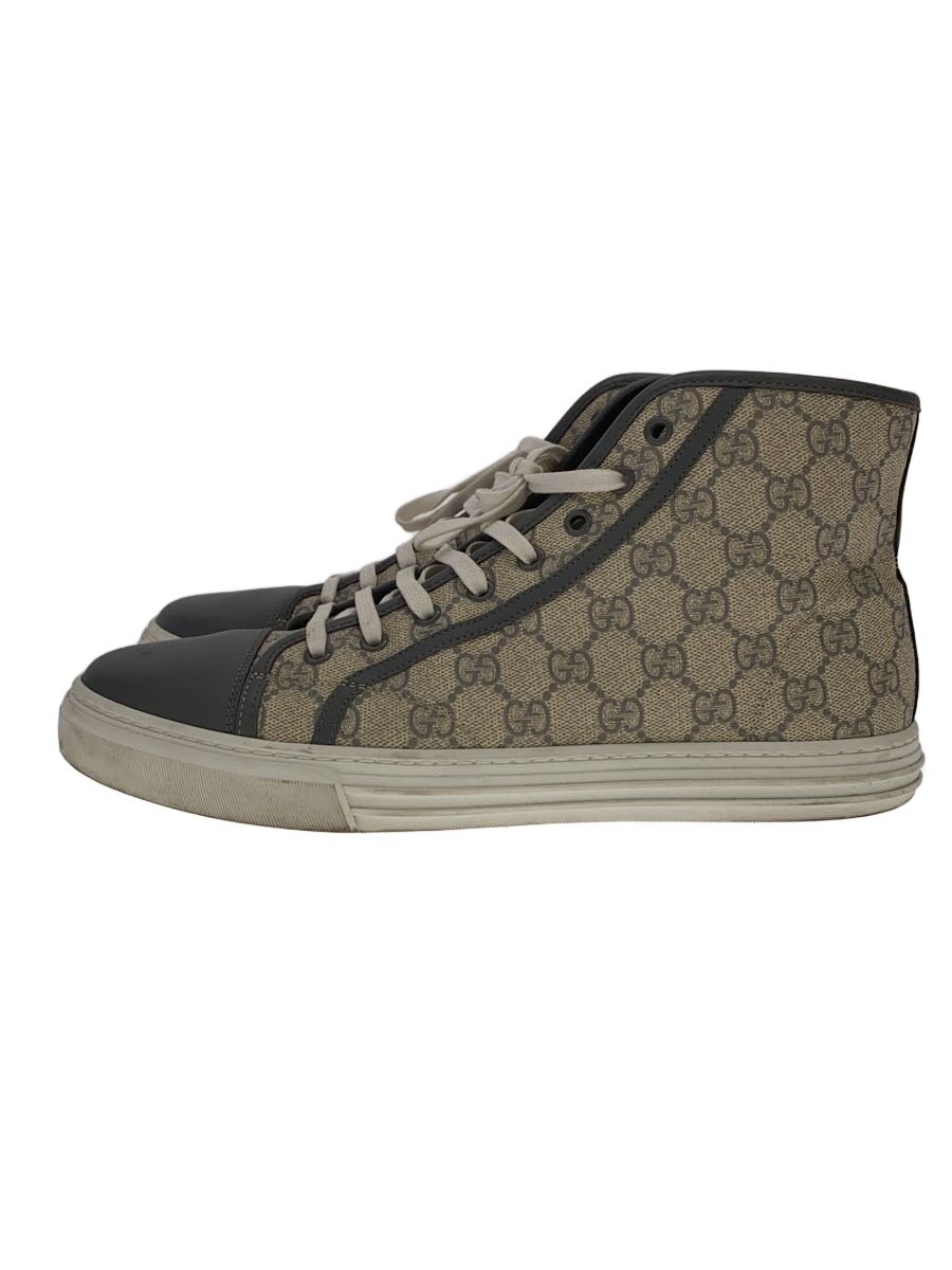 【中古】GUCCI◆GGスプリームキャンバス/なめし革刈り込み/ハイカットスニーカー/GRY/PVC/355663//【シューズ】