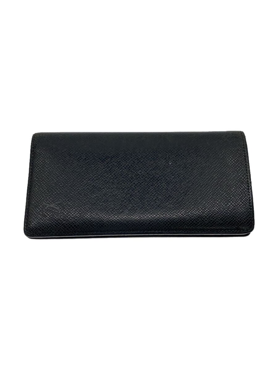 【中古】LOUIS VUITTON◆ポルト・フォイユ・アレクサンドル_タイ王国ガ_BLK/牛皮/BLK/メンズ【服飾雑貨他】