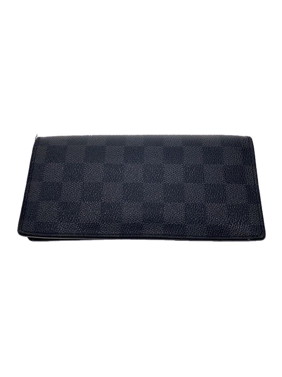 【中古】LOUIS VUITTON◆ポルト・フォイユ・ブラザ_ダミエ・グラフィット/--/BLK/メンズ【服飾雑貨他】