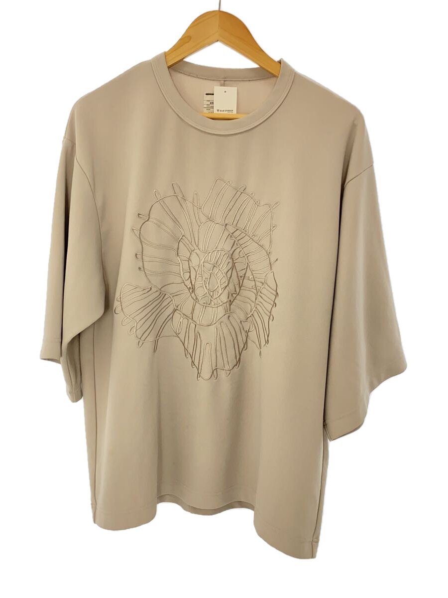 【中古】SHAREEF◆ABSTRACT FLOWERemb. S/S BIG T/半袖/お花/綿織物/薄墨色/2【メンズウェア】