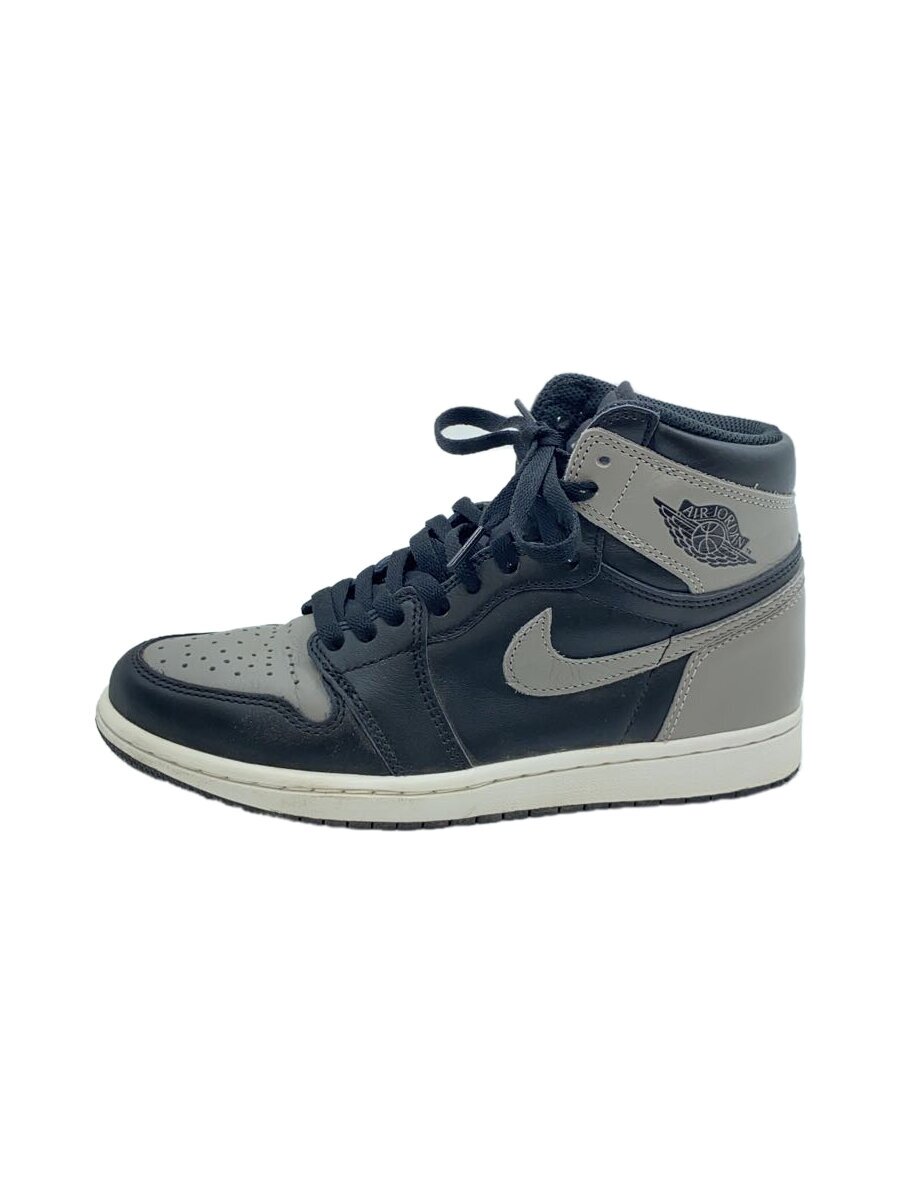 【中古】NIKE◆AIR JORDAN 1 RETRO HIGH OG/エアジョーダン1レトロハイ/黒いこと/25糎/黒【シューズ】