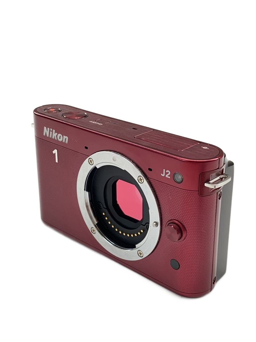 【中古】Nikon◆デジタル一眼写真機 Nikon 1 J2 標準尺度望遠レンズ一揃いの道具 [赤いこと]//【写真機】