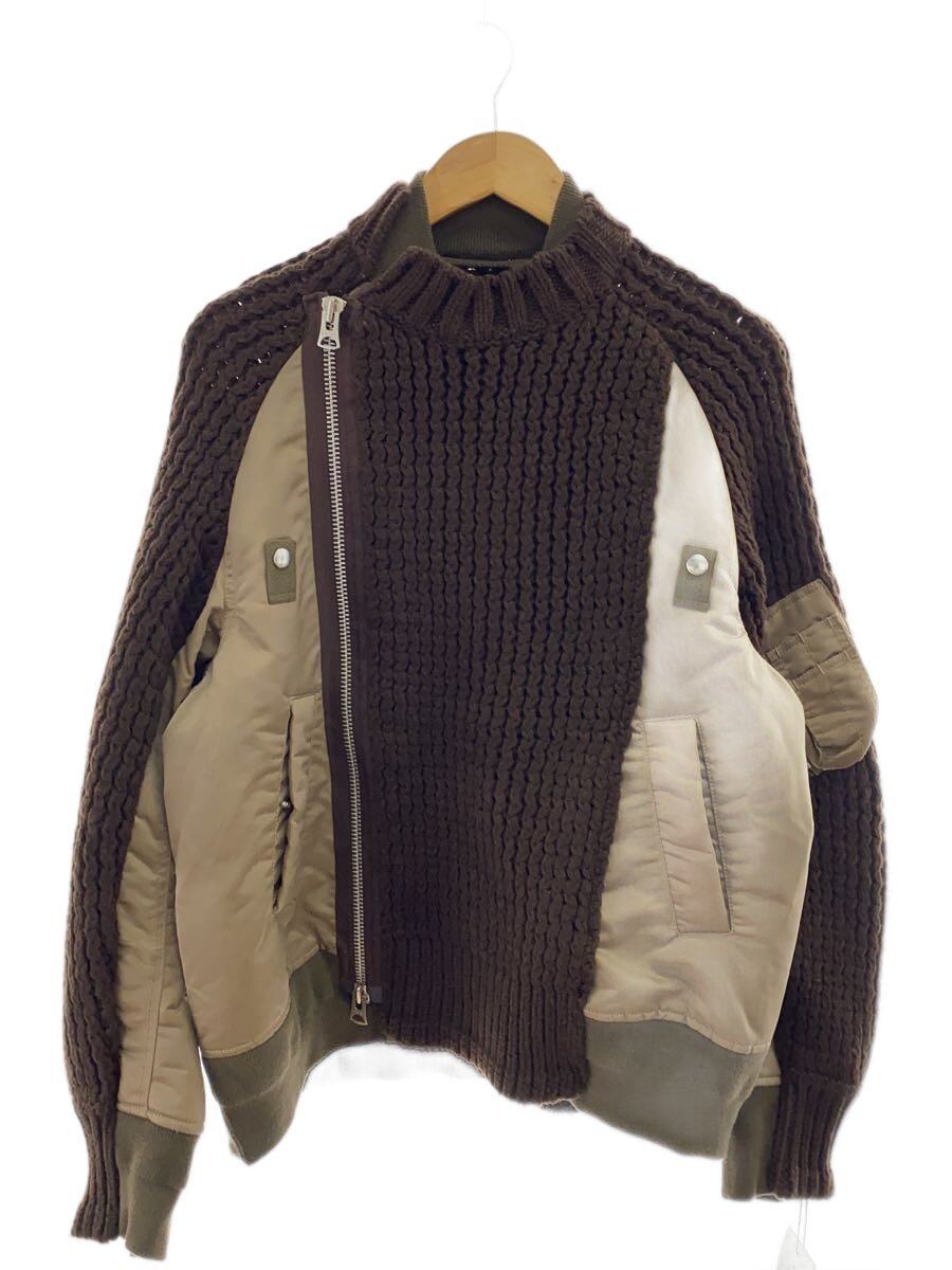【中古】sacai◆23AW/Nylon Twill Knit Boulson/1/羊毛/BRW/23-03165【メンズウェア】
