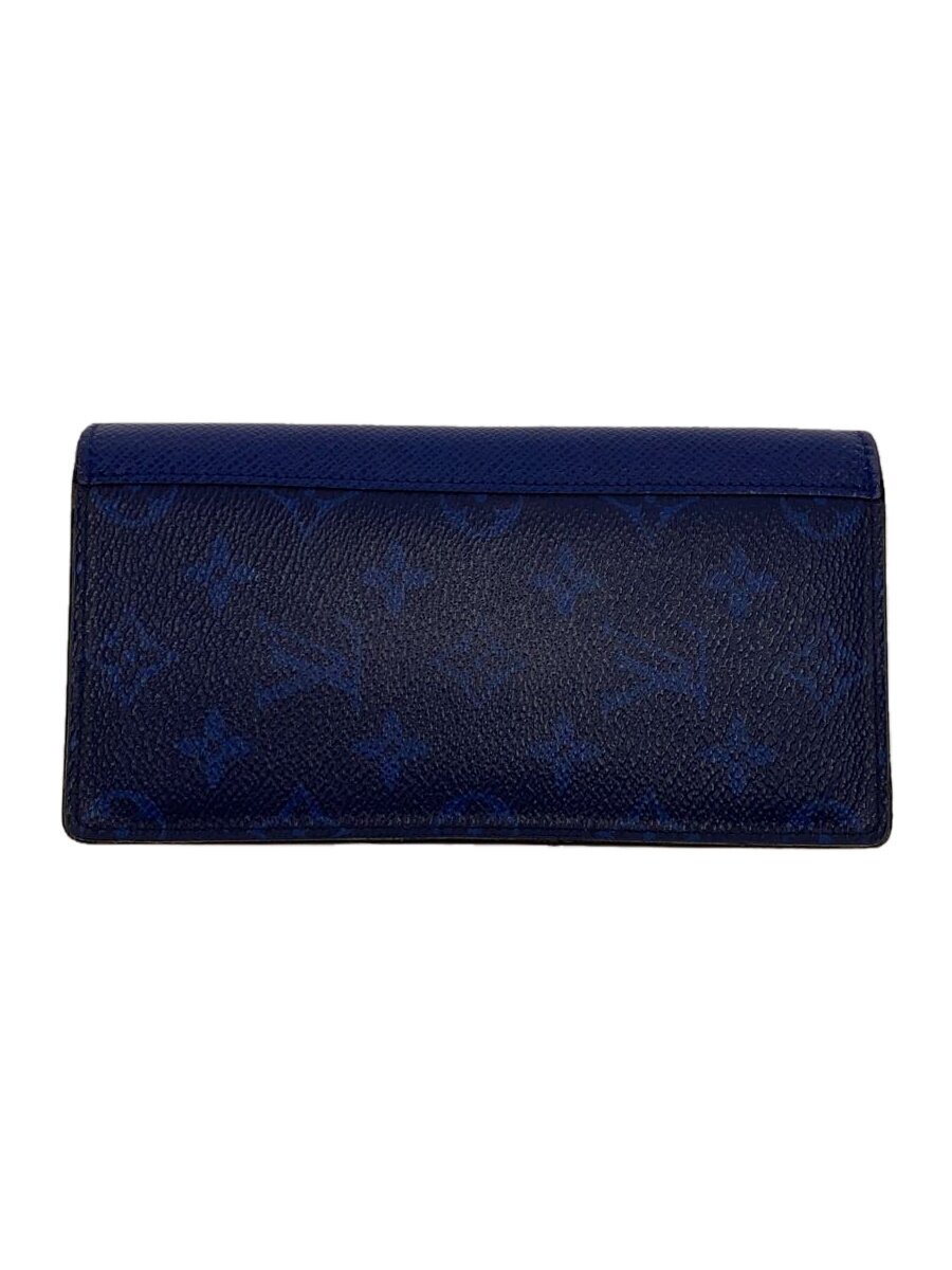 【中古】LOUIS VUITTON◆ポルト・フォイユ・ブラザ_タイガラマ_BLU/PVC/BLU/メンズ【服飾雑貨他】
