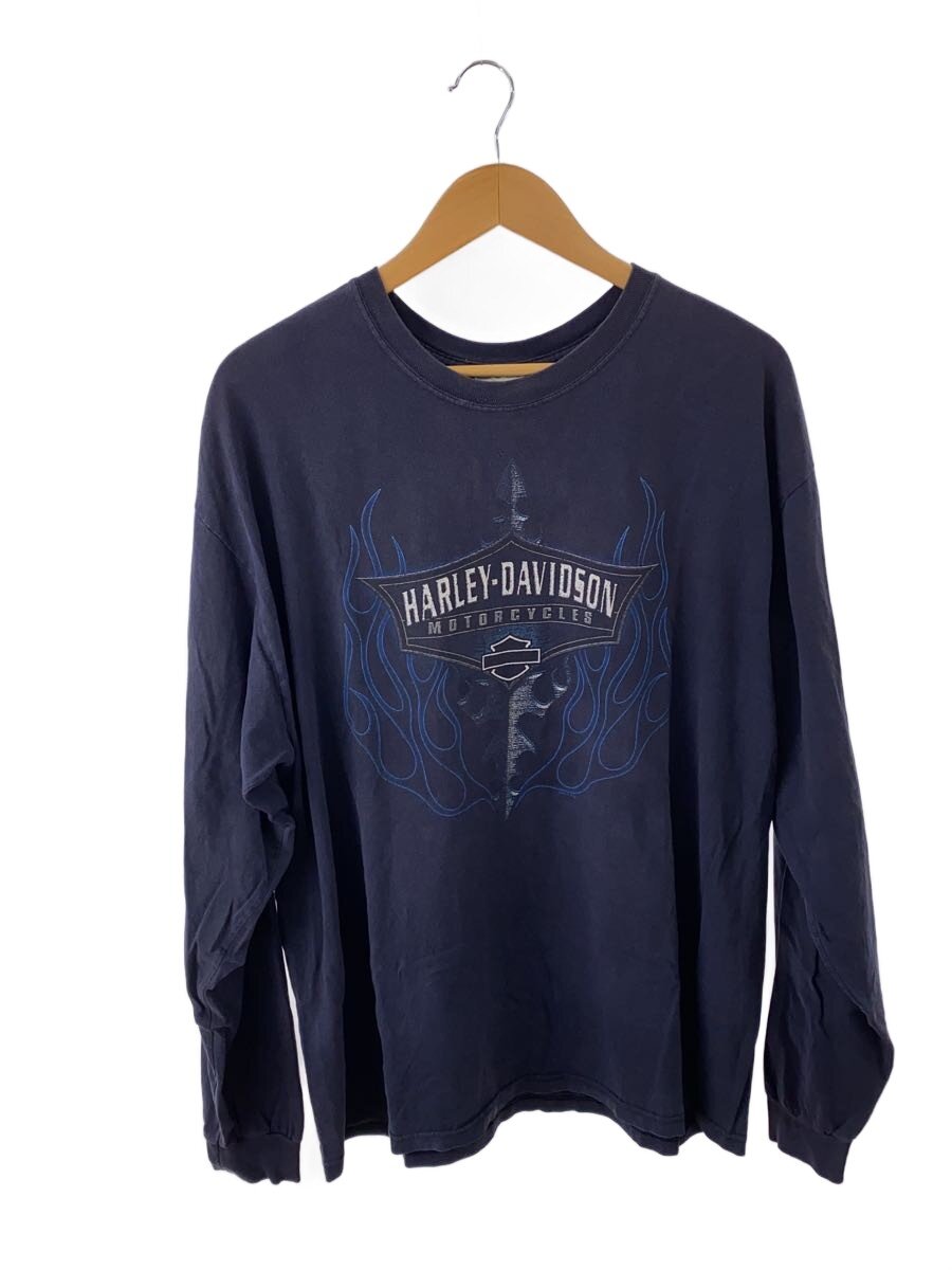 【中古】HARLEY DAVIDSON◆長袖Tシャツ/ファイヤーパターン/XL/コットン/NVY【メンズウェア】｜2ｎｄ STREET 店
