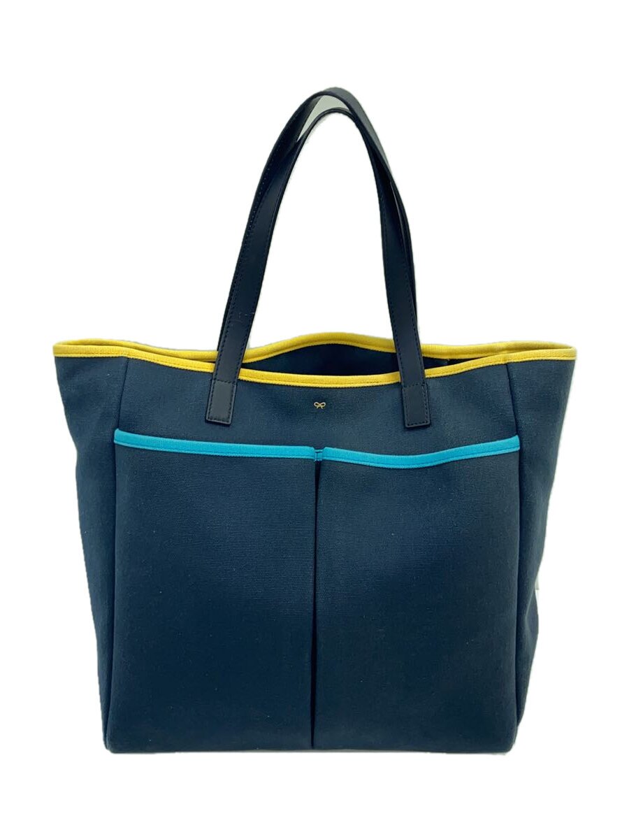 【中古】ANYA HINDMARCH◆トートバッグ/帆布/NVY//【御徒面子】