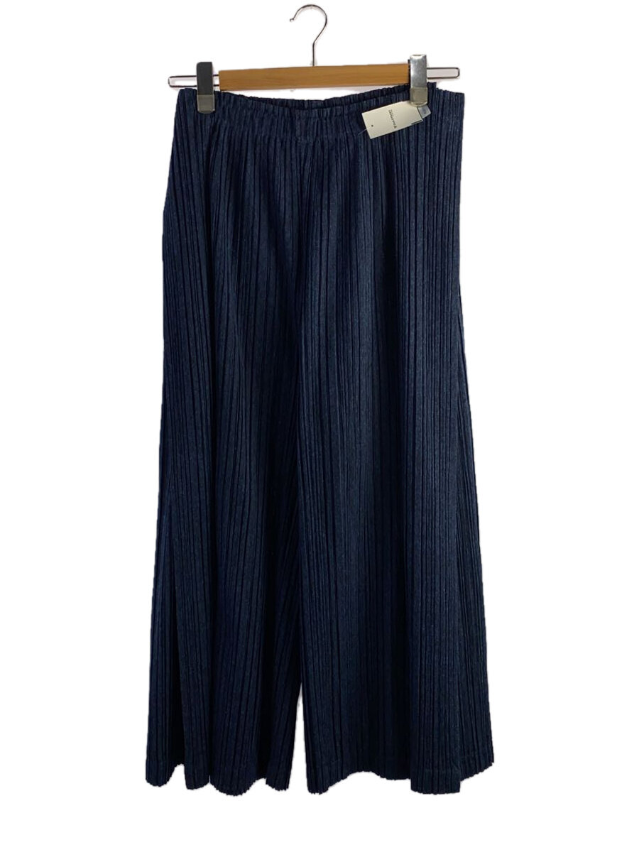 【中古】PLEATS PLEASE ISSEY MIYAKE◆D1/プリーツワイドパンツ/3/ポリエステル/NVY/PP11-JF493//【レディース御召しもの】