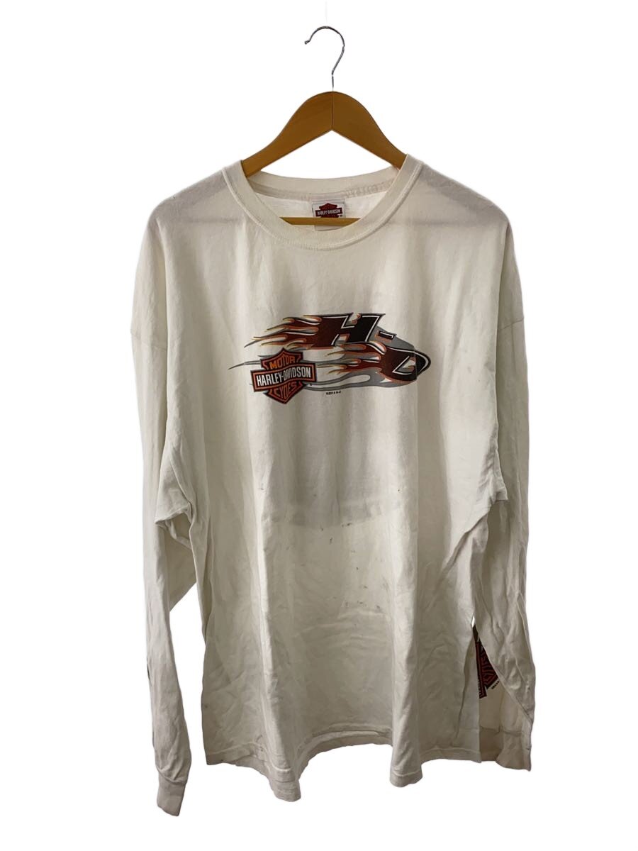 【中古】HARLEY DAVIDSON◆00s/ファイヤーパターン/長袖Tシャツ/3XL/コットン/WHT【メンズウェア】｜2ｎｄ STREET 店