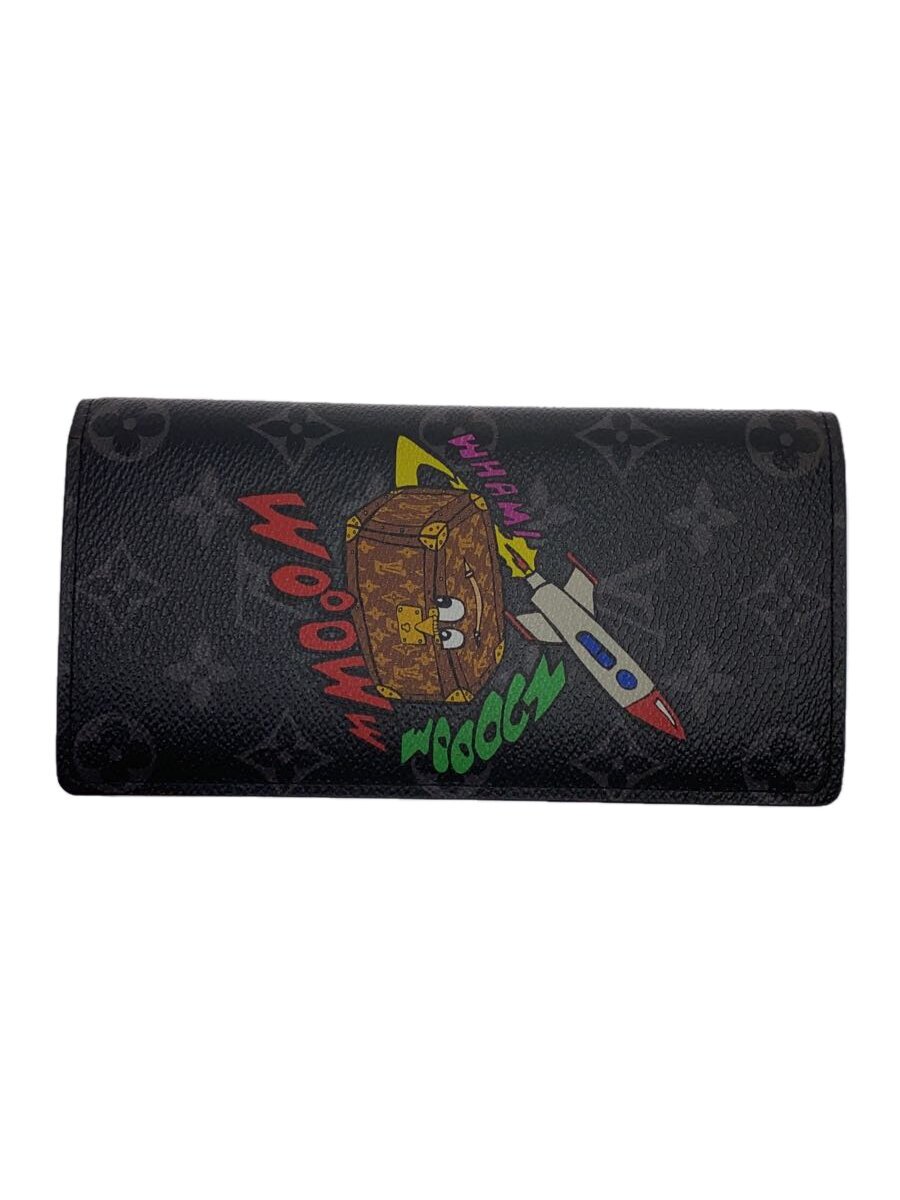 【中古】LOUIS VUITTON◆ポルト・フォイユ・ブラザ_モノグラム・エクリプス_トランク＆ロケット_BLK/PVC/メンズ【服飾雑貨他】