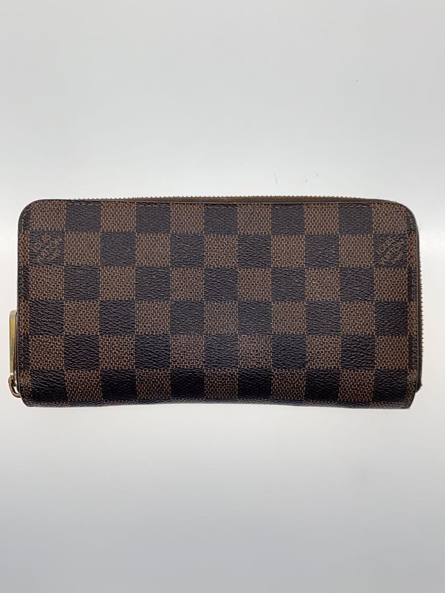 【中古】LOUIS VUITTON◆1)ジッピー・ウォレット_ダミエ・エベヌ_BRW/PVC/BRW/レディース【服飾雑貨他】