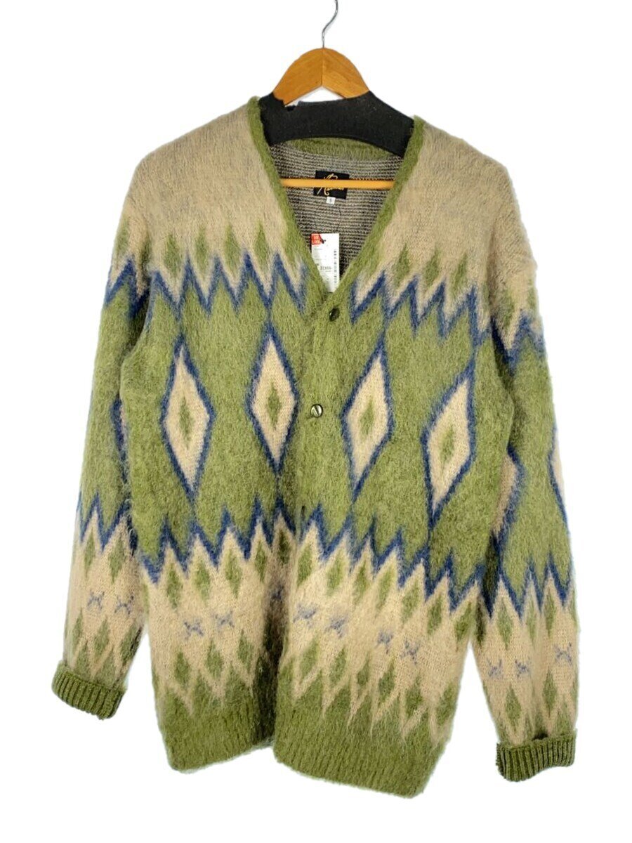 【中古】Needles◆24AW/Mohair Cardigan Diamond ダイアモンドモヘアカーディガン/S/KHK/PU310【メンズウェア】