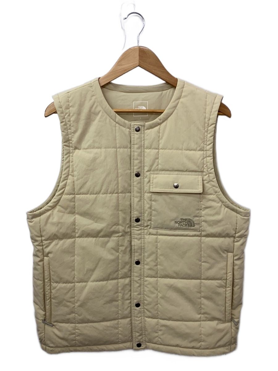 【中古】THE NORTH FACE◆MEADOW WARM VEST_メドウウォームベスト/L/ポリエステル/BEG【メンズウェア】