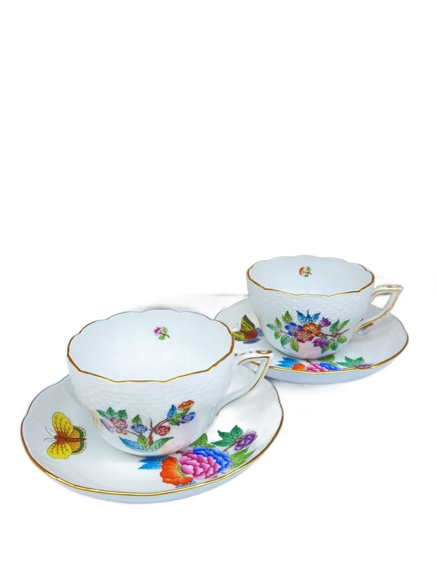 【中古】Herend /優勝杯\u0026平円盤/2点仕掛ける/WHT【勝手もと属具】 キッチン用品・食器・調理器具-カップ＆ソーサー