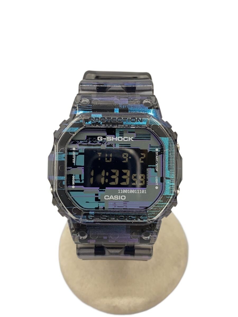 【中古】CASIO◆石英ウオッチ_G-SHOCK/デジタル/天然ゴム/BLU/BLU/SS【服飾雑貨他】