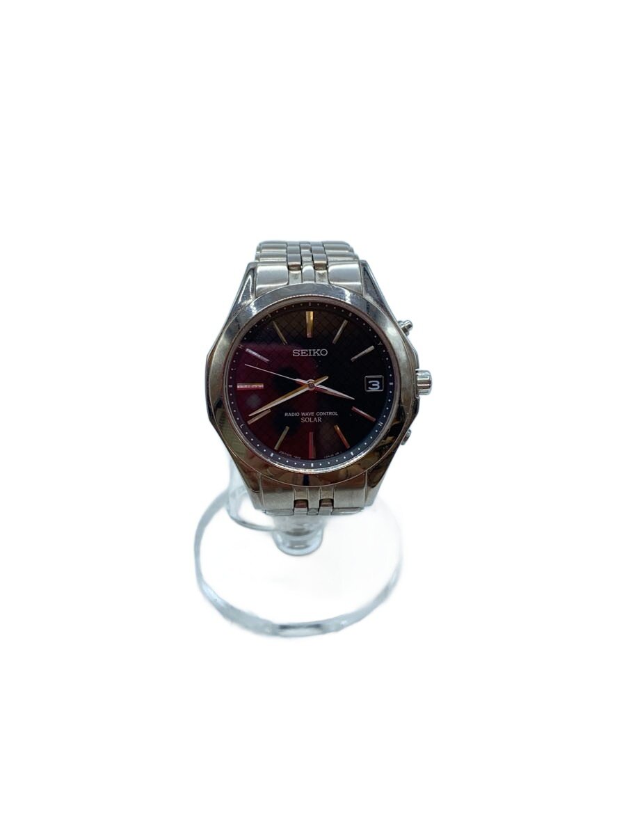 【中古】SEIKO◆ソーラーウオッチ/アナログ/BLK/SLV/7B42-0AE0【服飾雑貨他】