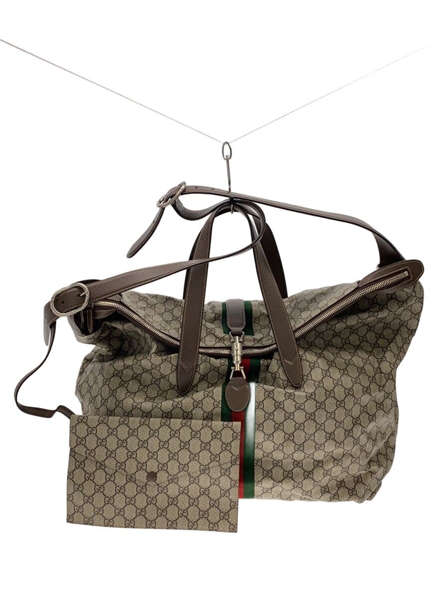 【中古】GUCCI◆HUHHG/GG柄/ボストンバッグ/PVC/BEG/771343【御徒面子】