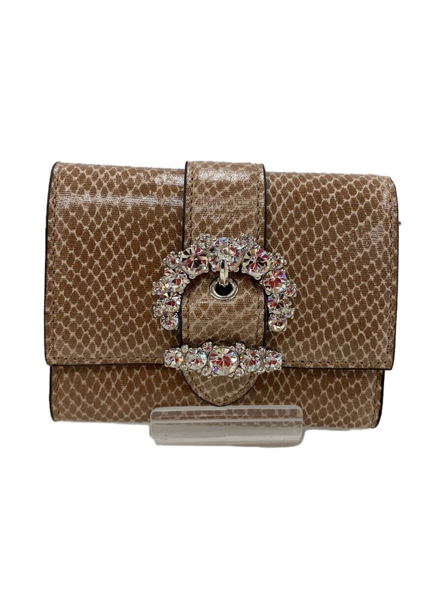 【中古】JIMMY CHOO◆3つ折り札入れ/--/BEG/無地/レディース【服飾雑貨他】