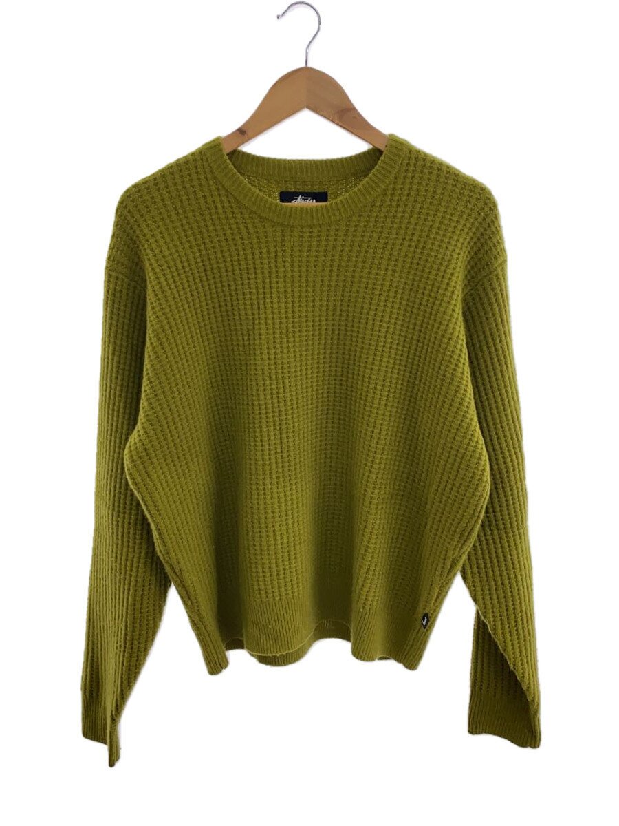 【中古】STUSSY◆WAFFLE KNIT CASHMERE CREW/M/カシミヤ/KHK/117257【メンズウェア】