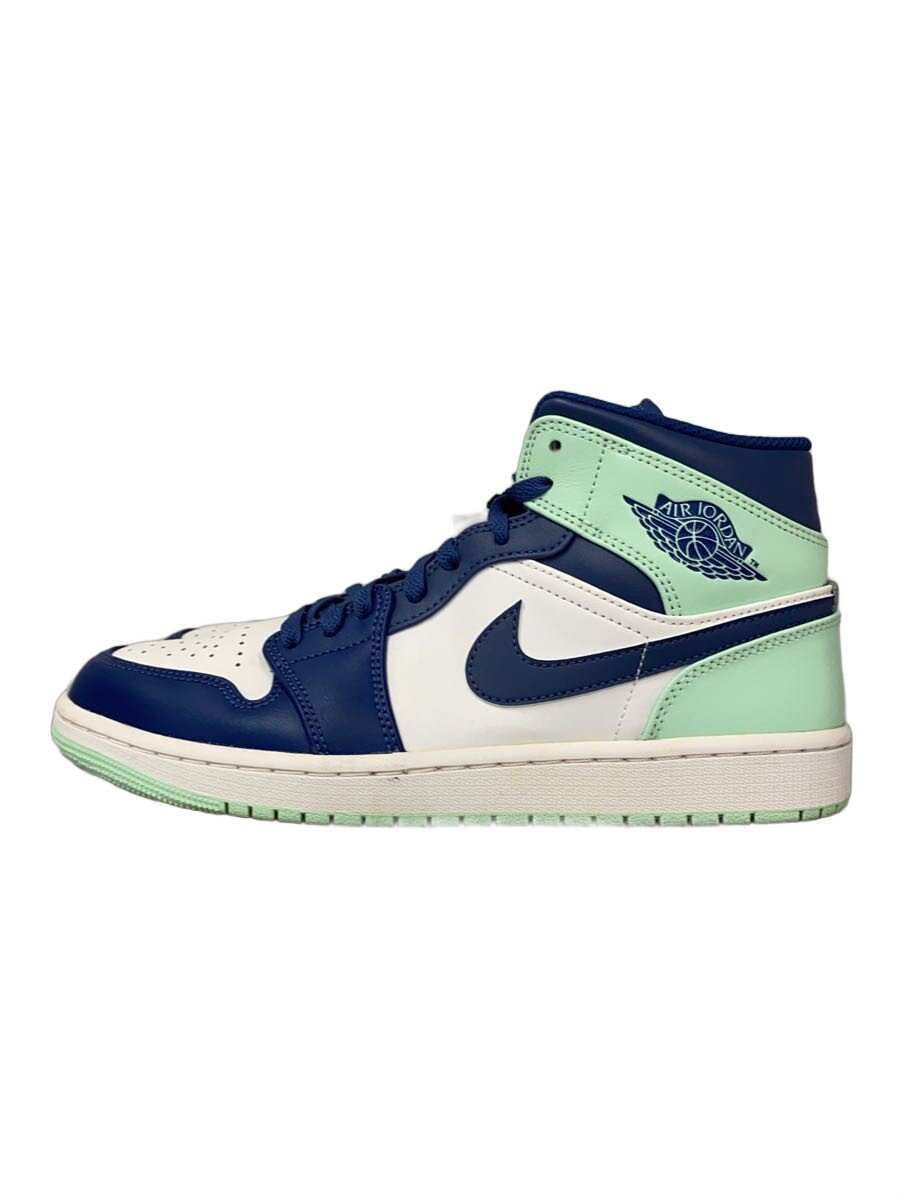 【中古】NIKE◆AIR JORDAN 1 MID_エアジョーダン 1 ミッド/27珊/BLU【シューズ】