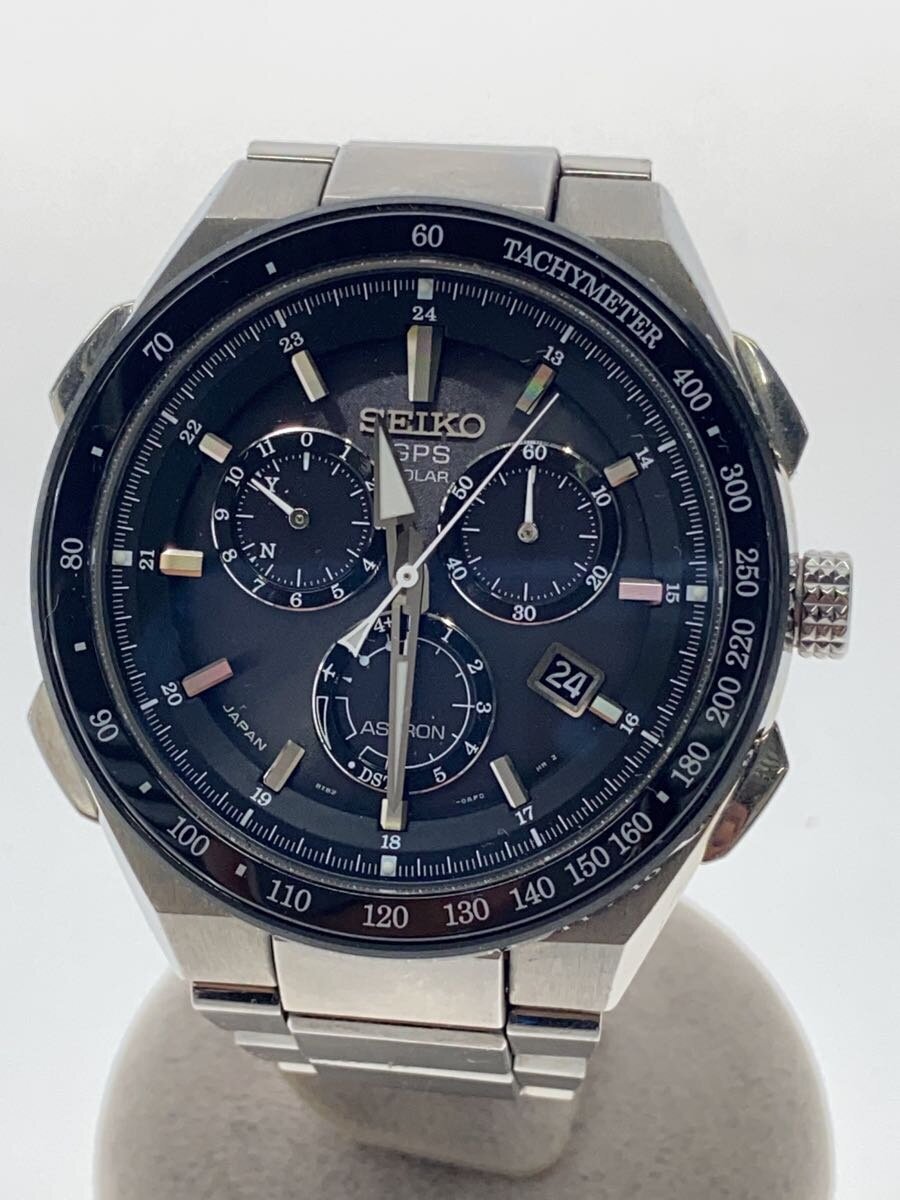 【中古】SEIKO◆ソーラーウォッチ/アナログ/チタン/BLK/SLV/8X82-0AR0-1【服飾雑貨他】