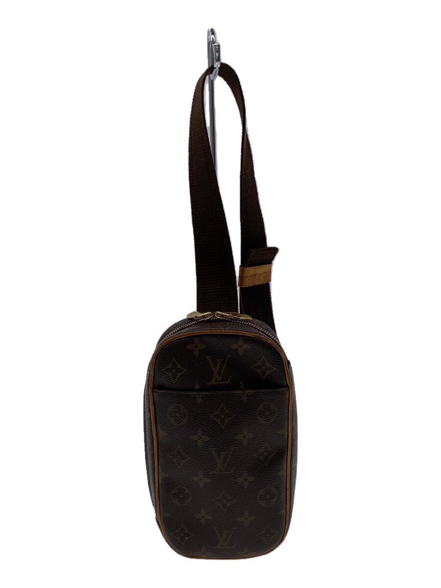 【中古】LOUIS VUITTON◆ポシェット・ガンジュ_モノグラム・帆布_BRW/--/BRW/※フチダメージ有//【御徒面子】