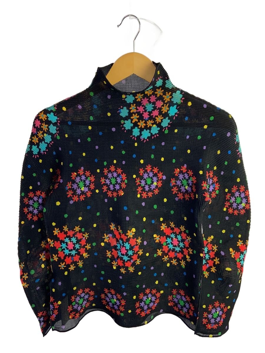 【中古】me ISSEY MIYAKE◆カットソー/--/ポリエステル/BLK/総柄/MI11FJ211【レディース御召しもの】
