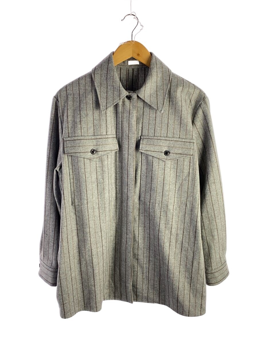 【中古】RITO◆長袖シャツ/38/ウール/GRY/ストライプ/フランネルウールシャツ/0771RTW724B【レディースウェア】|2nd STREET 店