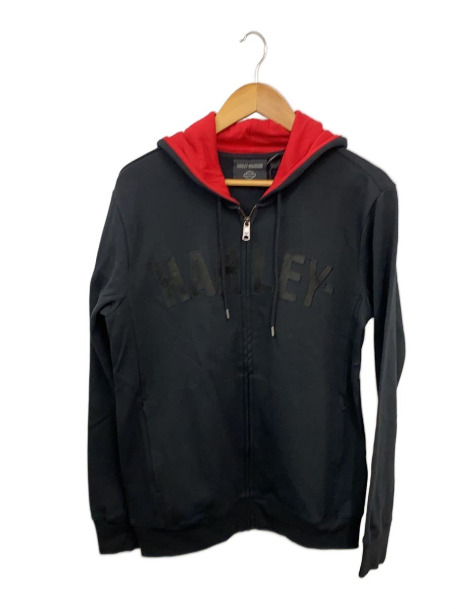 【中古】HARLEY DAVIDSON◆チャードアップジップアップフーディ/ジップパーカー/S/綿織物/BLK/96525-24VM【メンズウェア】
