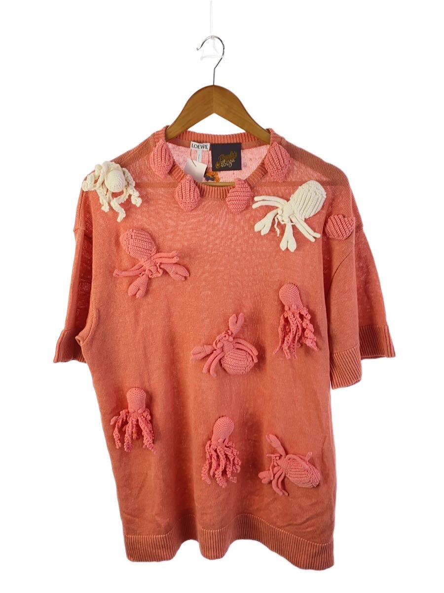 【中古】LOEWE◆編み物半袖カットソー/S/リネン/PNK【レディース御召しもの】