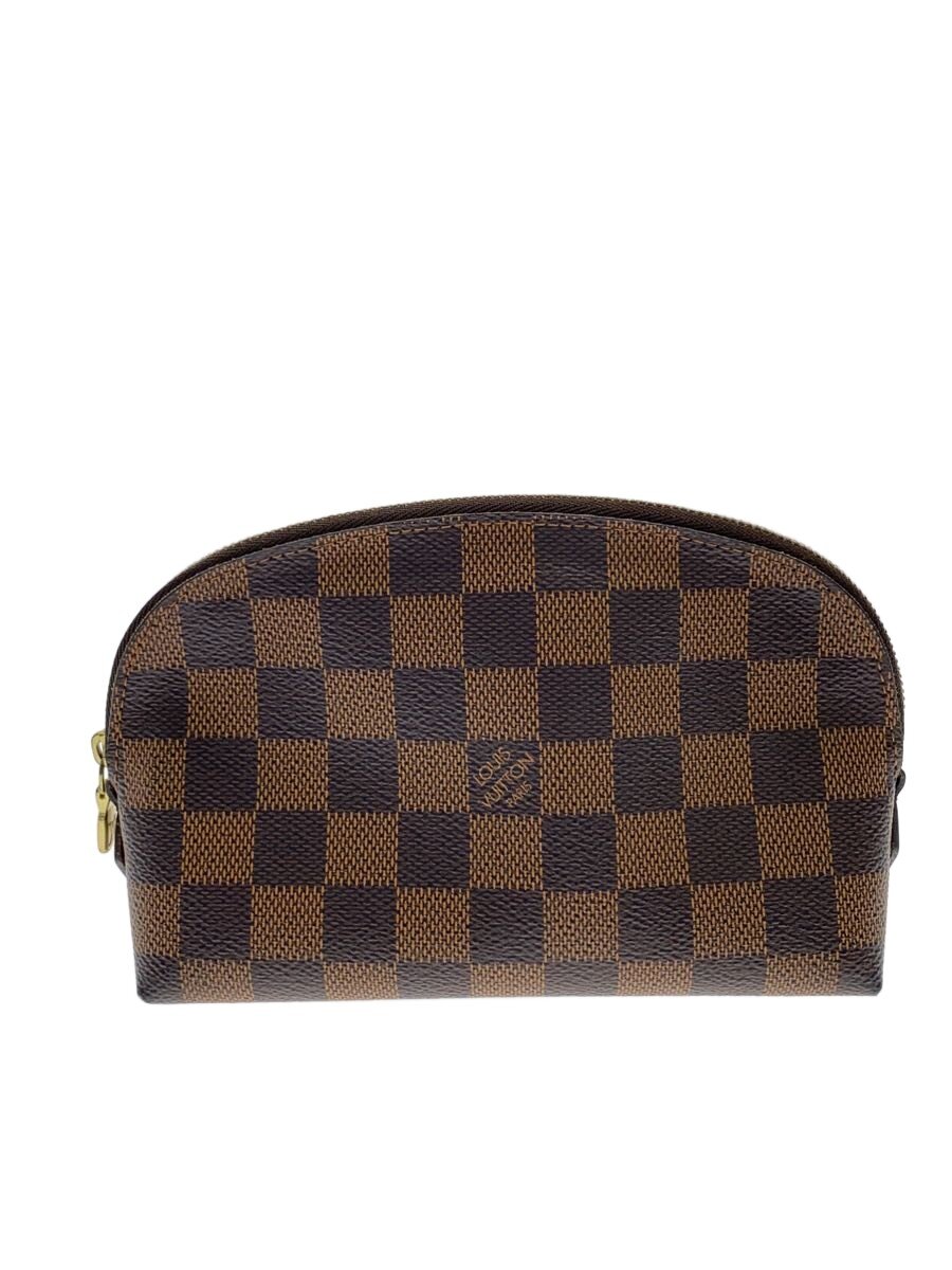 【中古】LOUIS VUITTON◆ポシェット・コスメティックPM_ダミエ・エベヌ/PVC/BRW//【御徒面子】