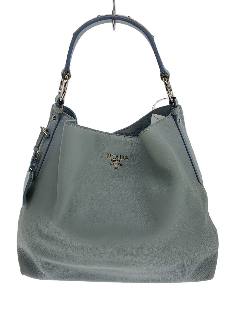 【中古】PRADA◆一肩先/ショルダーバッグ/なめし革/BLU//【御徒面子】