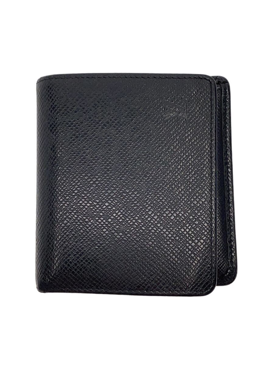 【中古】LOUIS VUITTON◆ポルト・ビエ・3カルト・クレディ_五分五分ガ/なめし革/BLK/メンズ【服飾雑貨他】