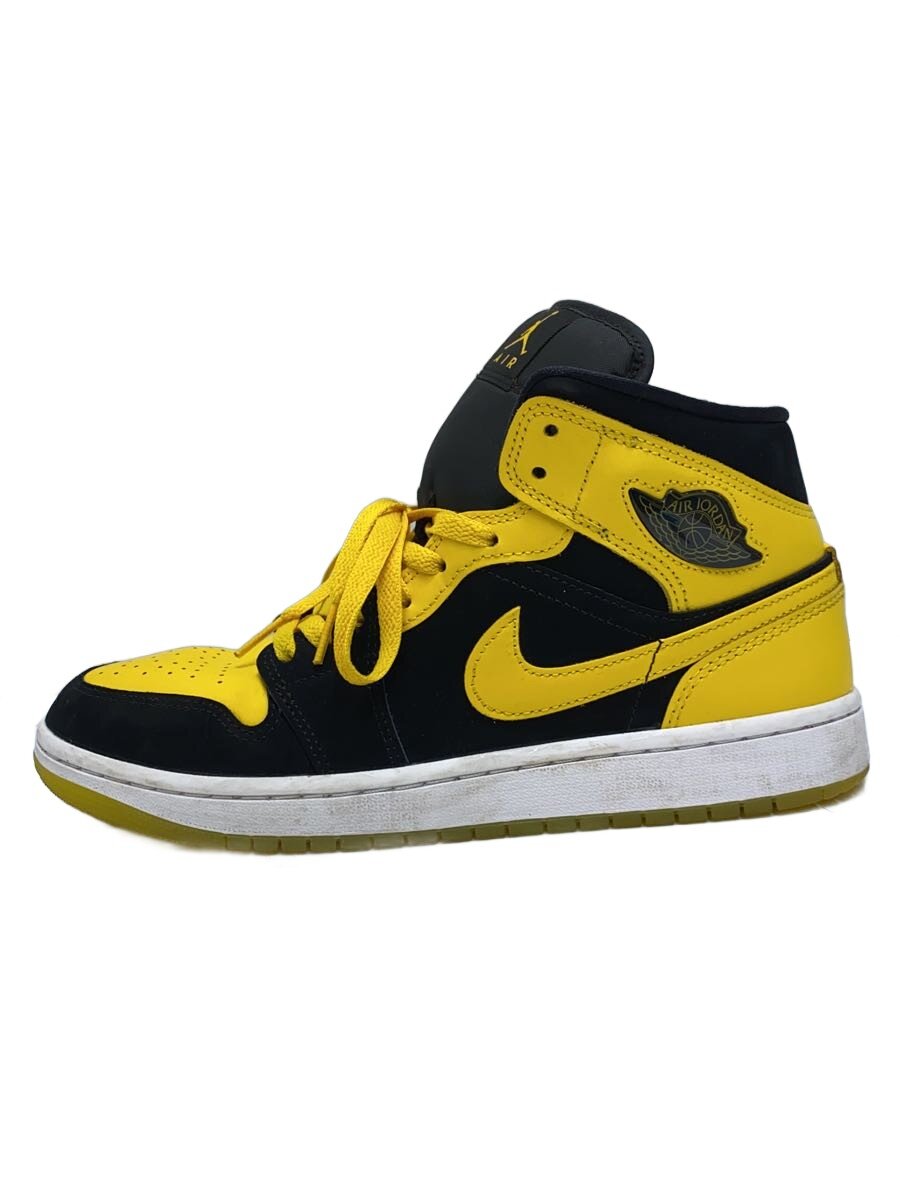【中古】NIKE◆AIR JORDAN 1 MID SE_エア湖 ジョーダン 1 MID SE/27珊/YLW【シューズ】