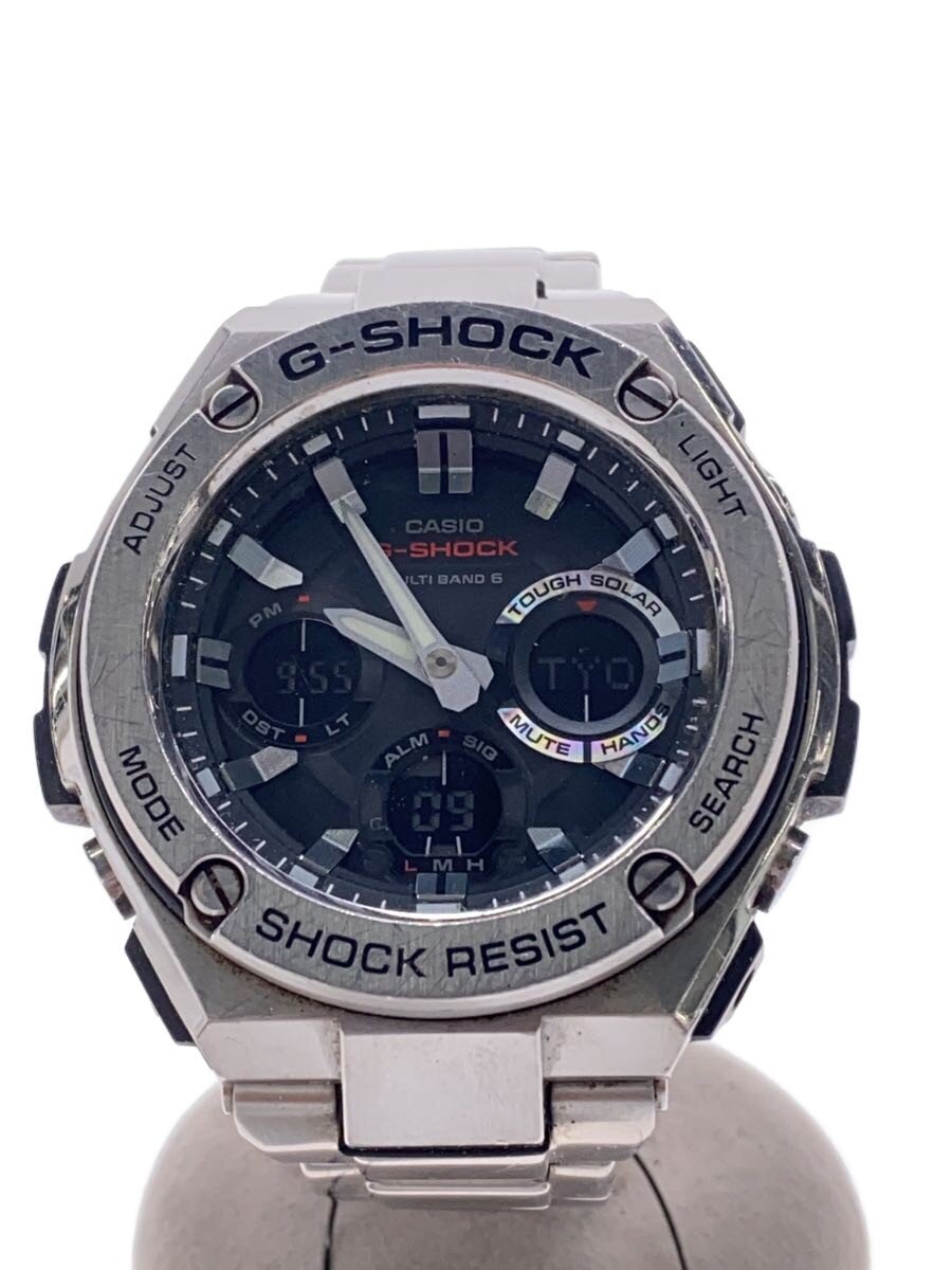 【中古】CASIO◆ソーラーウオッチ・G-SHOCK/デジアナ/ステンレス鋼/SLV/SLV/SS【服飾雑貨他】
