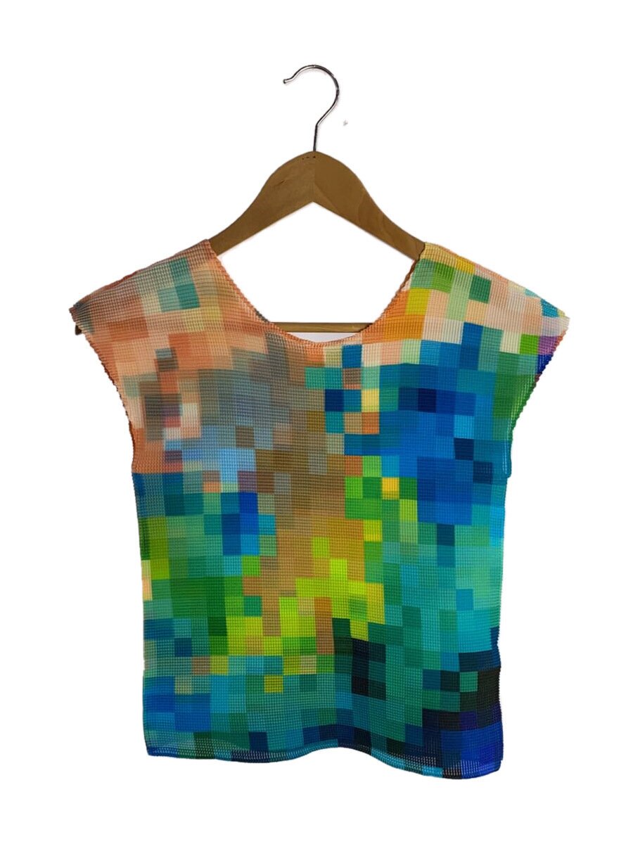 【中古】me ISSEY MIYAKE◆転写ワッフルプリーツ/半袖ブラウス/--/ポリエステル/マルチカラー/総柄/MI31FK317【レディースウェア】｜2ｎｄ STREET 店