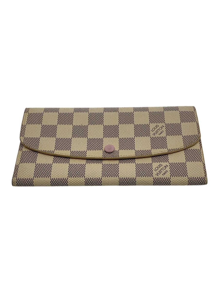 【中古】LOUIS VUITTON◆ポルト・フォイユ・エミリー_ダミエ・アズール_WHT/PVC/WHT/レディース【服飾雑貨他】