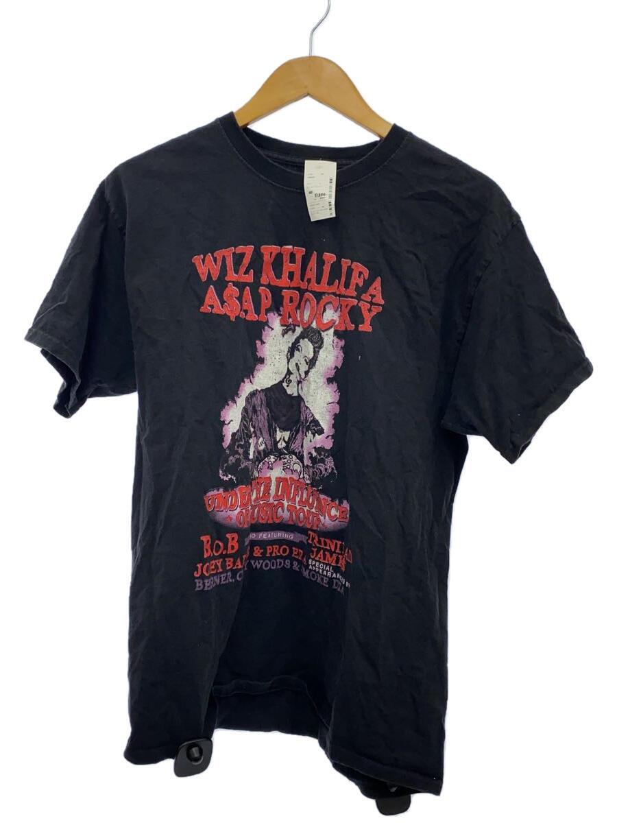 【中古】Hanes◆プルオーバー/L/綿織物/BLK/ASAP ROCKY/WIZ KHALIFA/TOUR TEE【メンズウェア】
