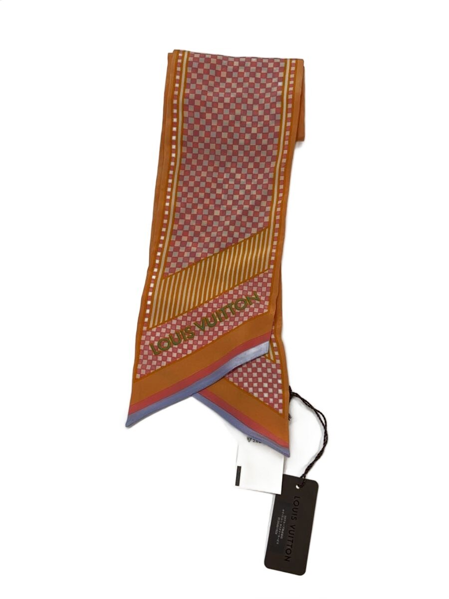 【中古】LOUIS VUITTON◆バンドー・ダミエアクアレル_ダミエ・エベヌ/地絹/RED/レディース【服飾雑貨他】