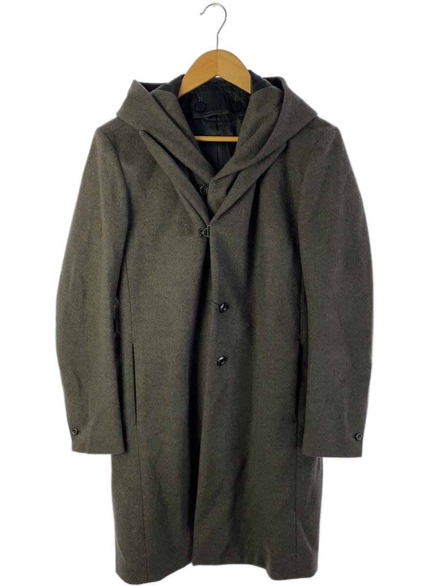 【中古】Attachment◆カシミヤブレンドニットフラノ3座標軸/フーデッドコート/厚地の外套/1/羊毛/GRY/無地/AC03-242//【メンズウェア】