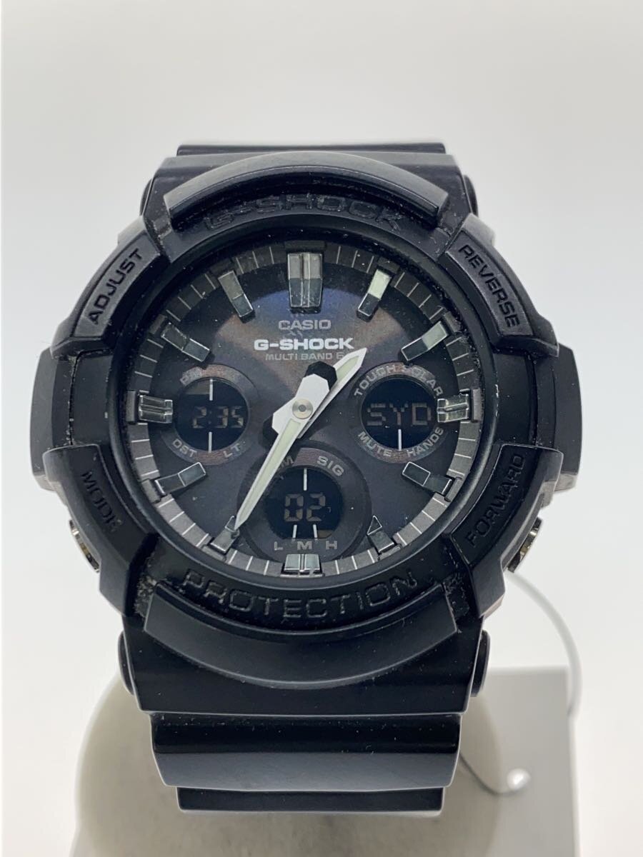【中古】CASIO◆ソーラーウオッチ・G-SHOCK/デジアナ/天然ゴム/BLK/BLK【服飾雑貨他】