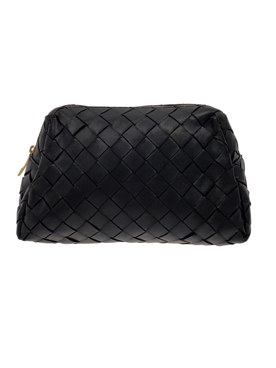 【中古】BOTTEGA VENETA◆イントレチャートポーチ/牛革/BLK/無地【バッグ】|2nd STREET 店